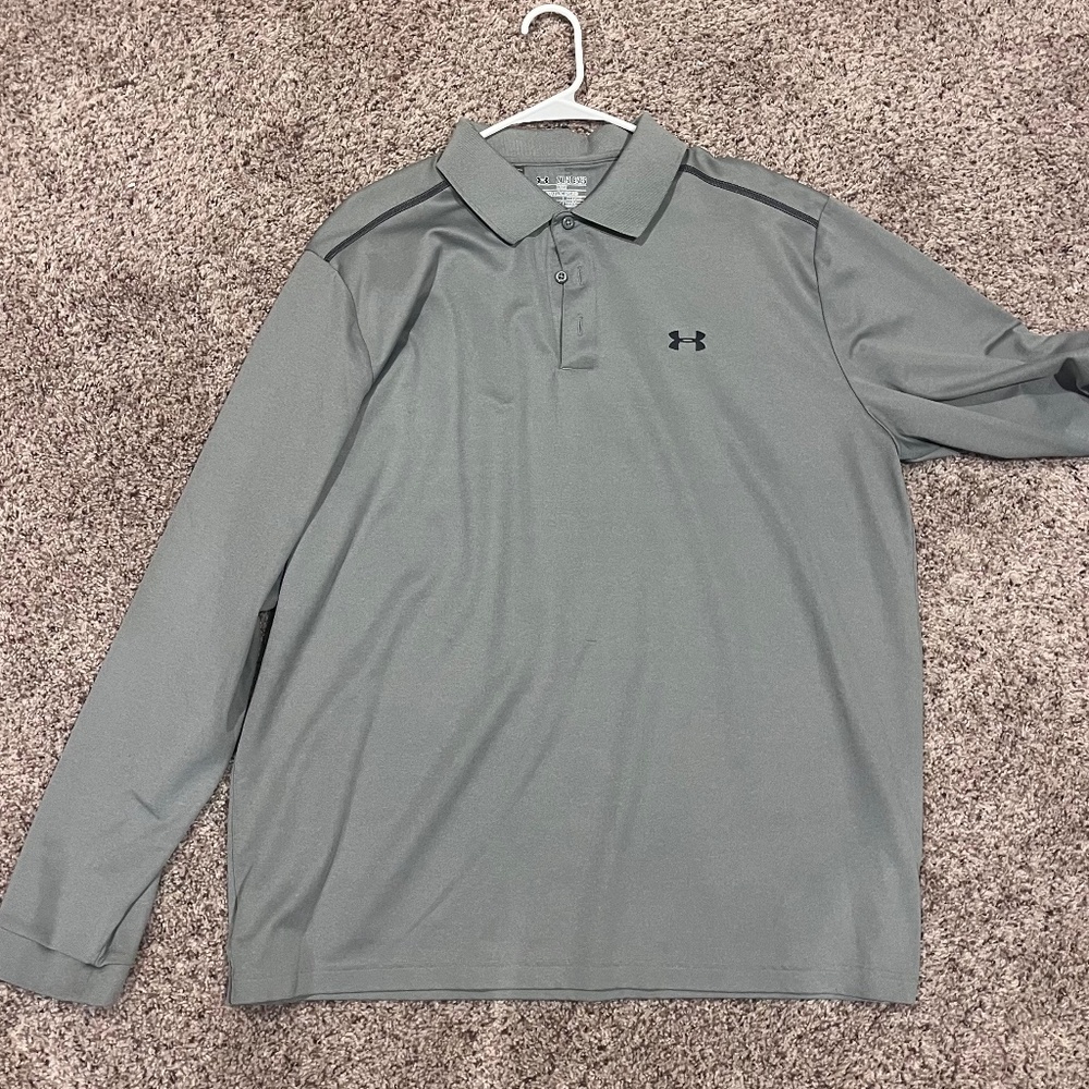 Men's Under Armour Grey 2XL Long Sleeve Collared Shirt